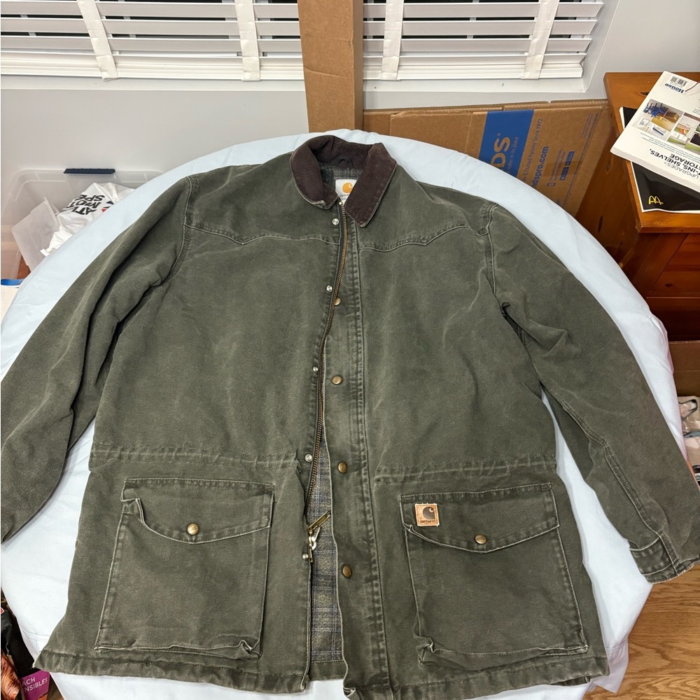 Vintage Carhartt Men's Green Barn Coat